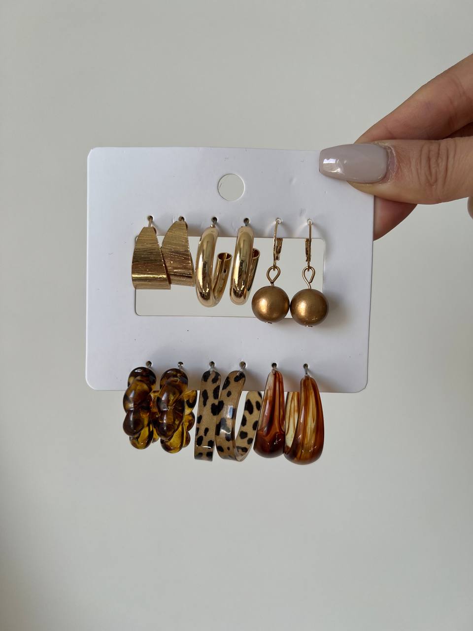 گوشواره پکی پلنگی میخی  ۶ عددی